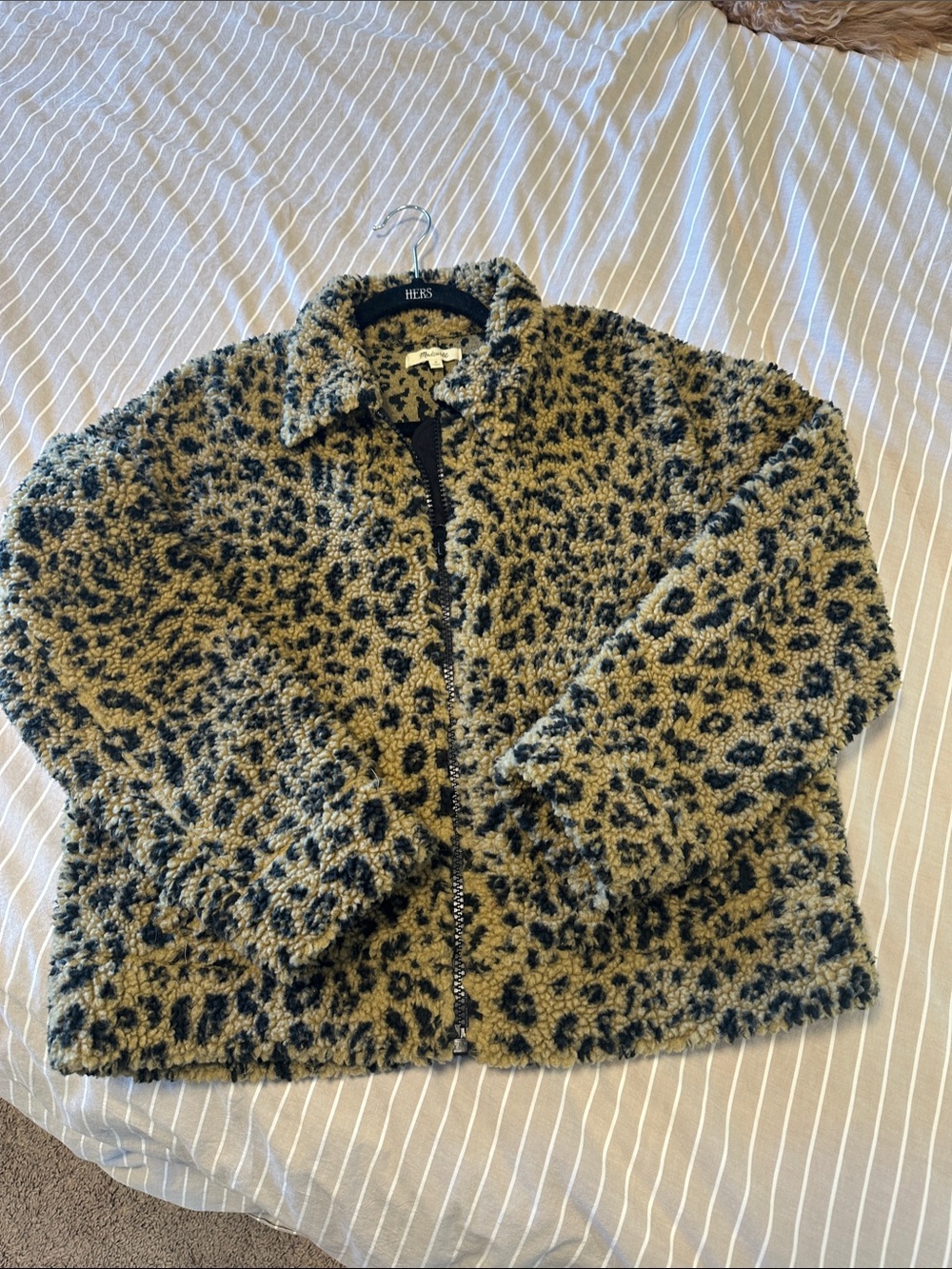 Madewell Leopard Print Sherpa Jacket in Tan and Black